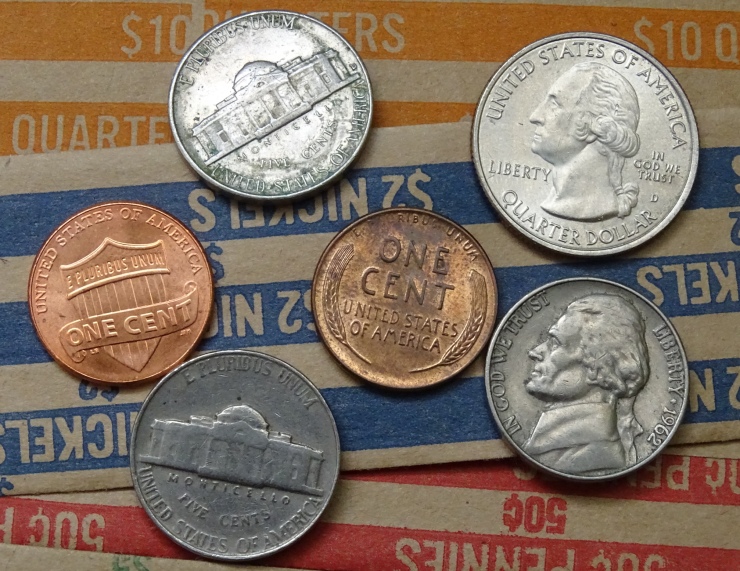 Collection of Assorted US Cents Colorful Background